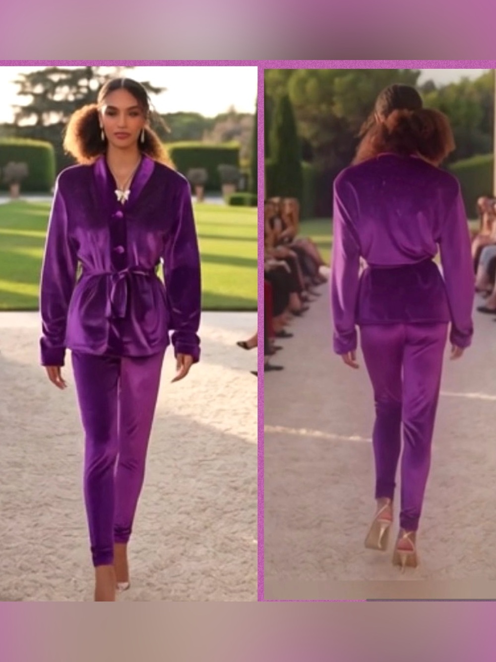 ✨ Gorgeous purple shimmer two-piece pants set💜